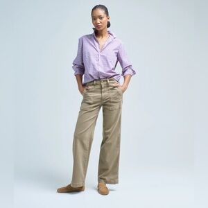 AMO Wide-Leg Utility Jeans in green and khaki wash  - Women's Casual Pants